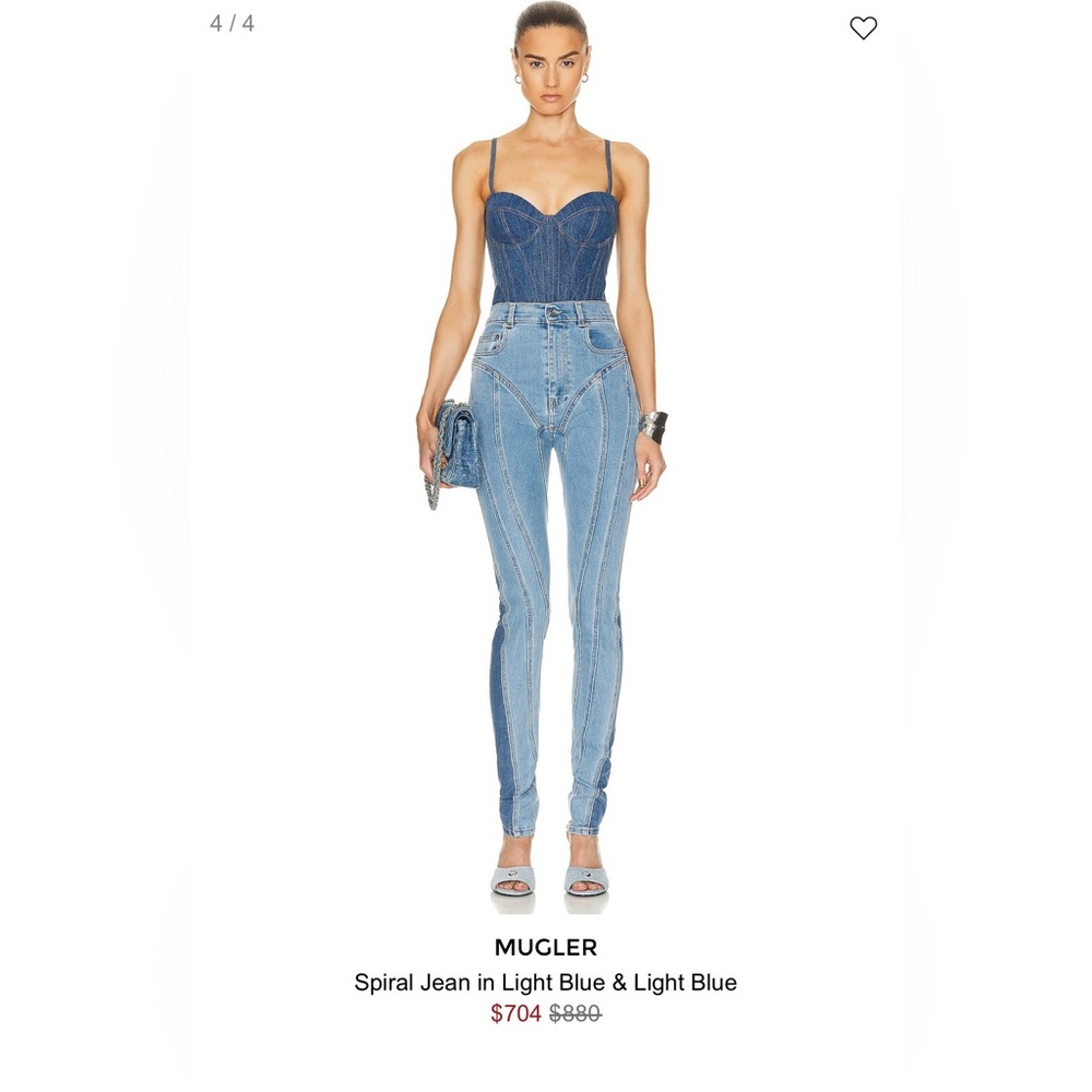 MUGLER
Spiral Jean in Light Blue & Light Blue